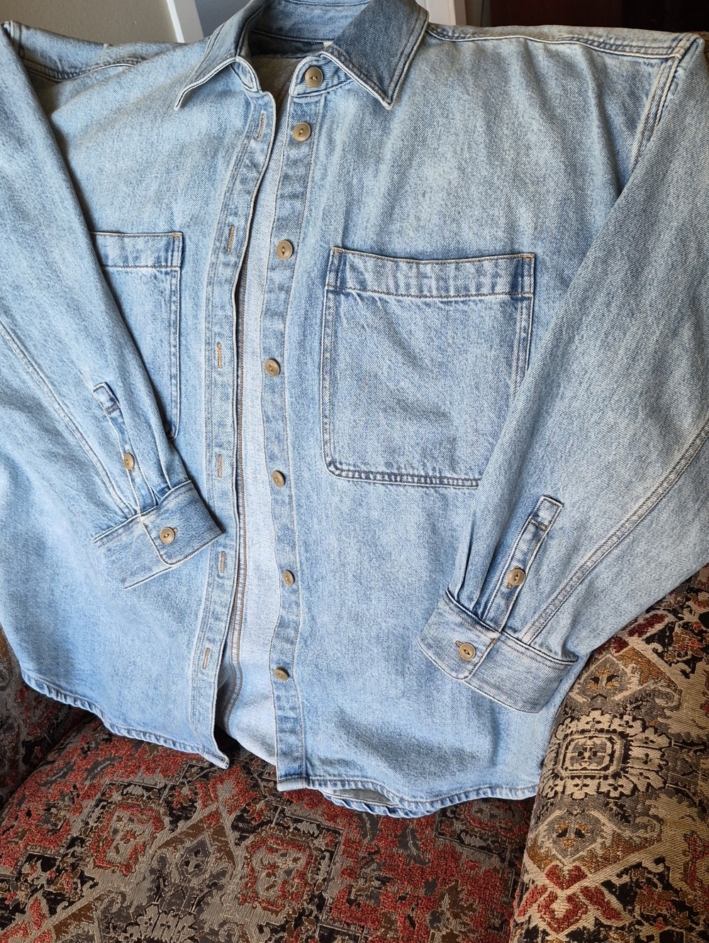 Madewell Light Wash Denim Button-Front Shirt - Picture 1 of 1